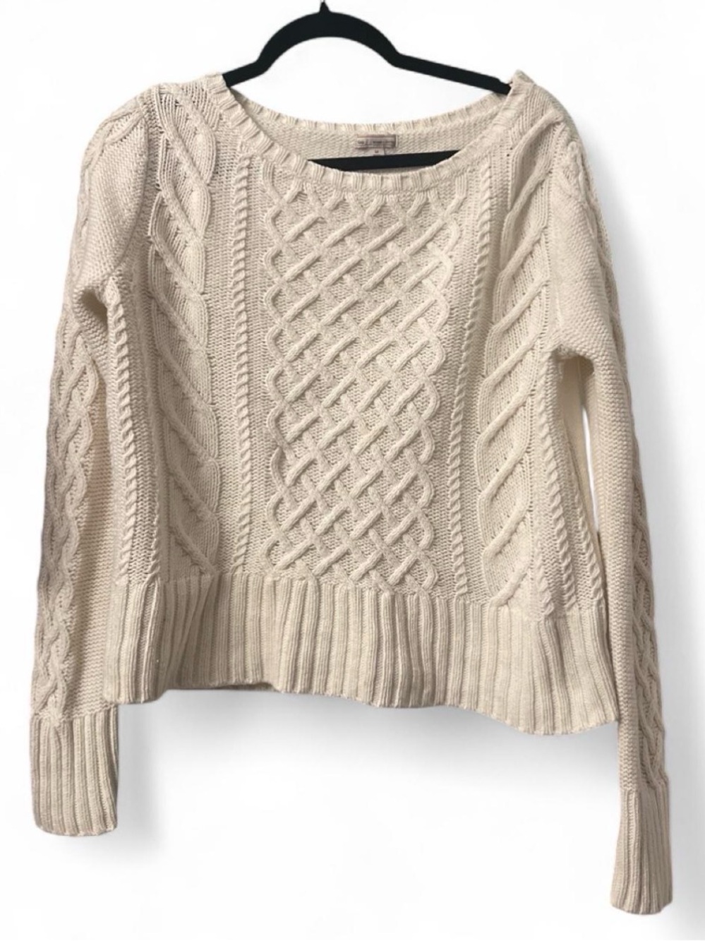 Gap Cream Cable Knit Sweater Classic Crewneck Women's Size M Early 2000s